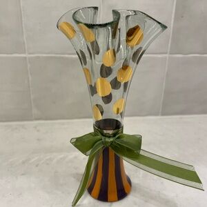 MacKenzie-Childs 6” Circus Glass Bud Vase